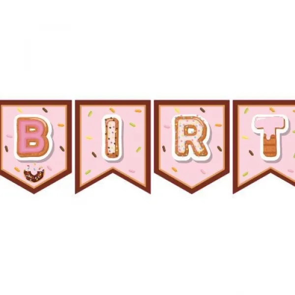 Donut Temalı Happy Birthday Yazısı 190 cm