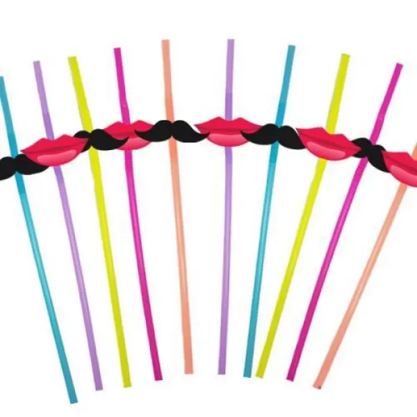 Dudak Bıyık Artistik Pipet 10 Adet