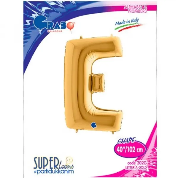 E Harf Folyo Balon – Gold – 100 cm (40 inch)