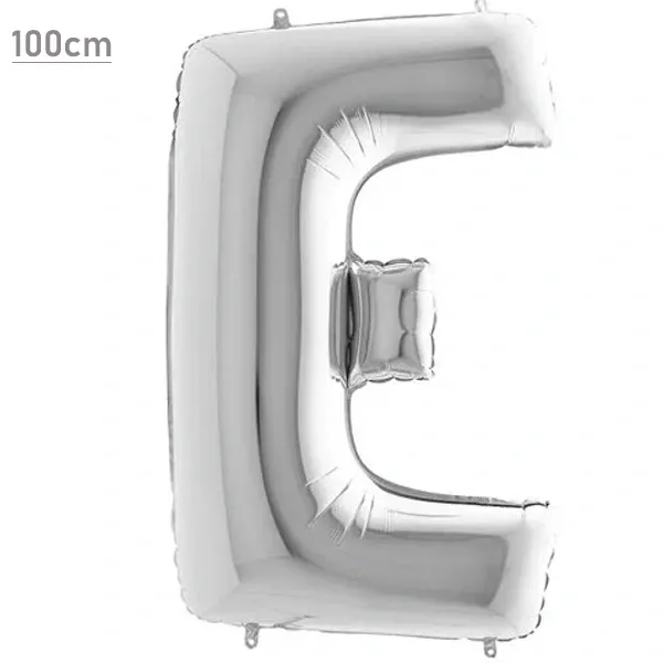 E Harf Folyo Balon – Gümüş – 100 cm (40 inch)