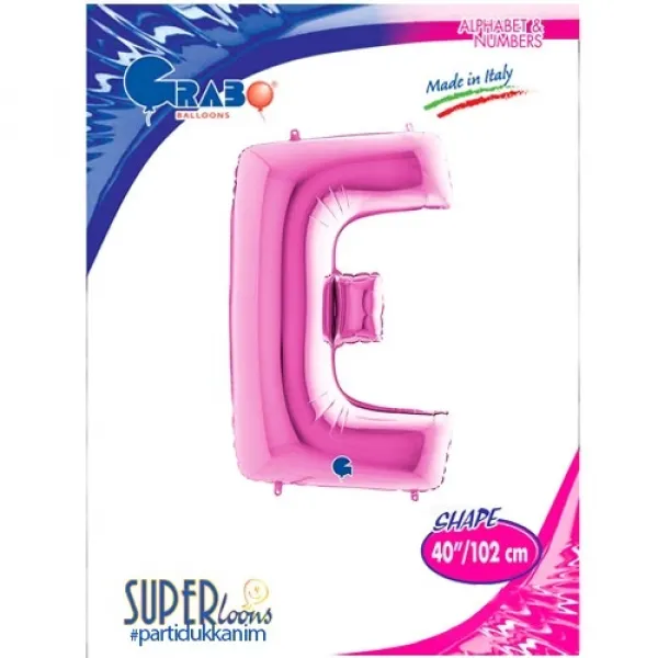 E Harf Folyo Balon – Pembe – 100 cm (40 inch)