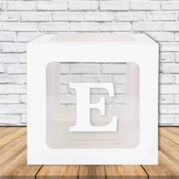E - Harfi Şeffaf Kutu Beyaz 25 cm