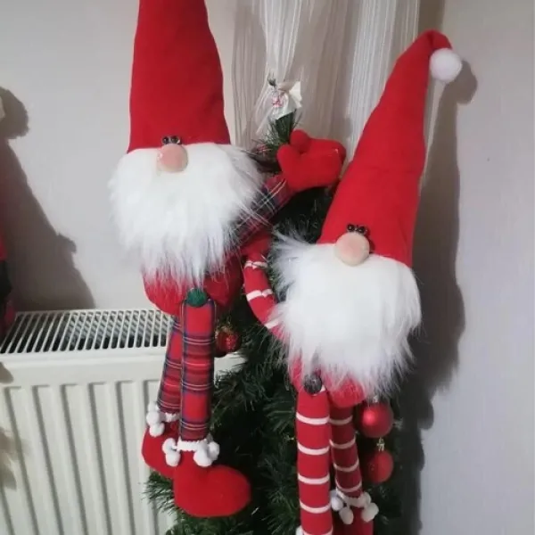 Ekose Poplin Kumaş Yılbaşı Noel Baba Süs 55 cm