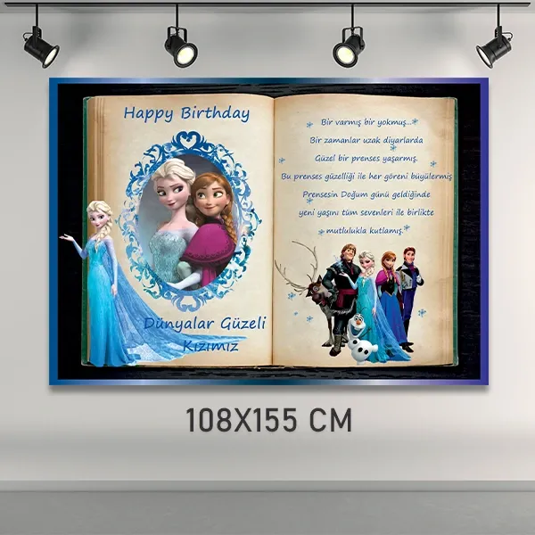 Elsa Masal Doğum Günü Afişi (108x155 cm)