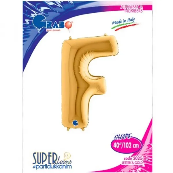 F Harf Folyo Balon – Gold – 100 cm (40 inch)