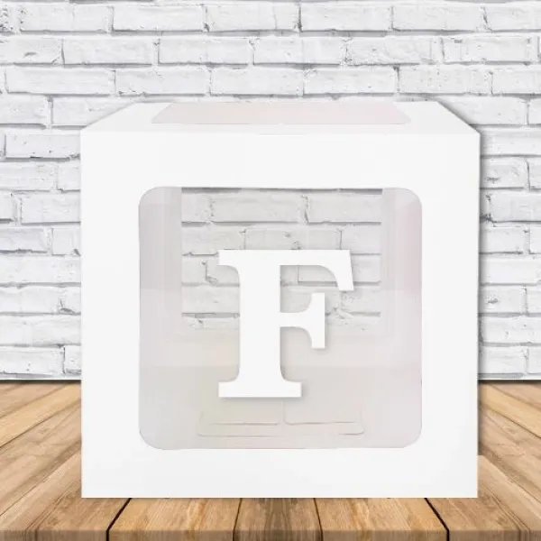 F - Harfi Şeffaf Kutu Beyaz 25 cm
