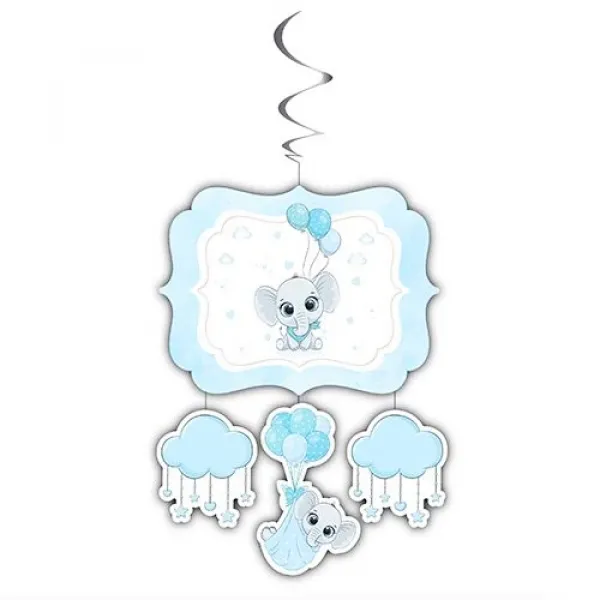 Fil Temalı Büyük Tavan Süs Mavi 33x130 cm