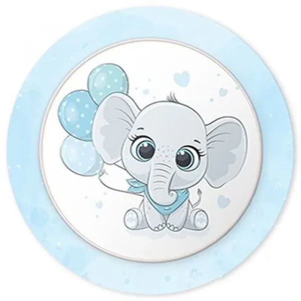 Fil Temalı Tabak Mavi (8 adet)
