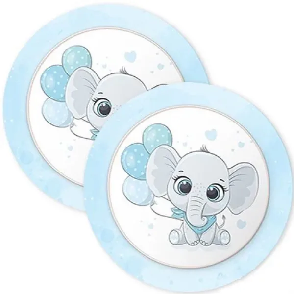 Fil Temalı Tabak Mavi (8 adet)