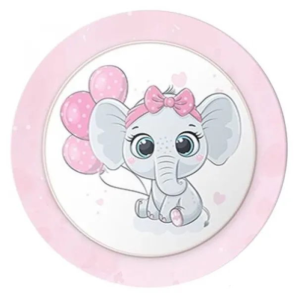 Fil Temalı Tabak Pembe (8 adet)
