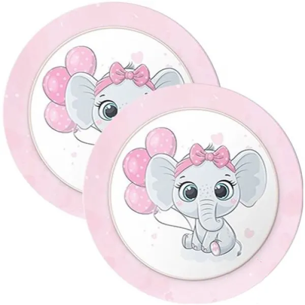 Fil Temalı Tabak Pembe (8 adet)