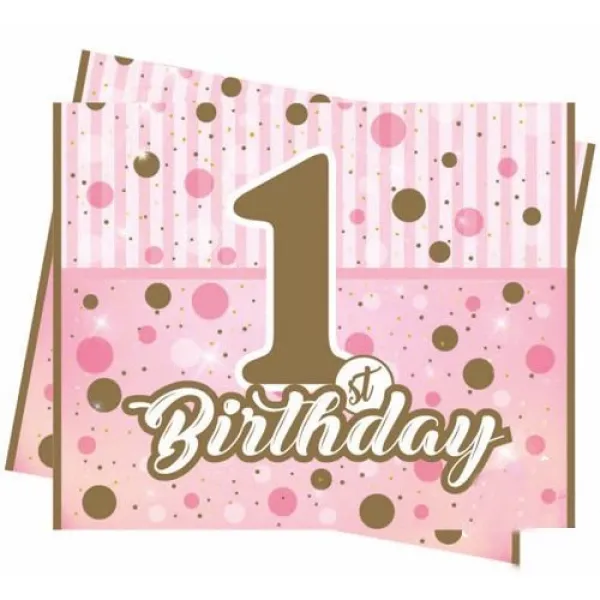 First Birthday Pembe Masa Örtüsü 120*180 cm
