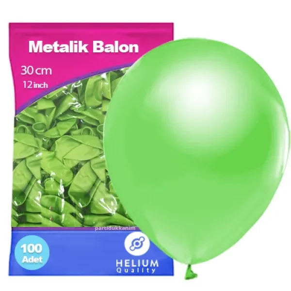Fıstık Yeşili Balon Metalik 100 Adet
