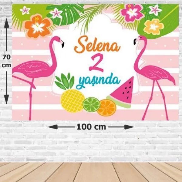 Flamingo Ananas Doğum Günü Afişi 70*100 cm