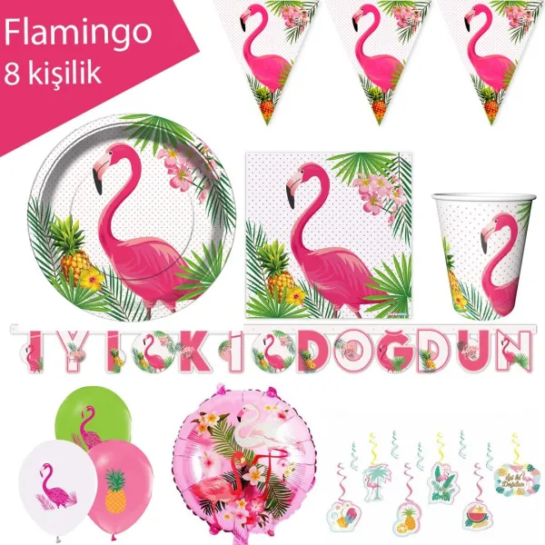 Flamingo Parti Seti 8 Kişilik