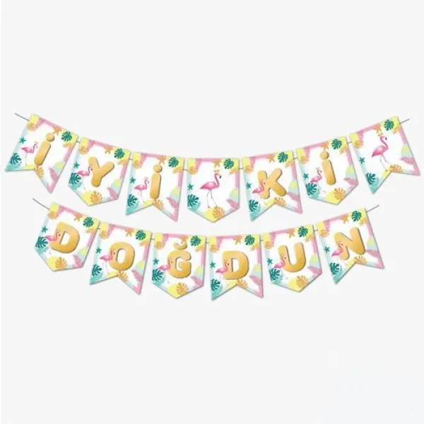 Flamingo Temalı İyi ki Doğdun Yazısı (190 cm)