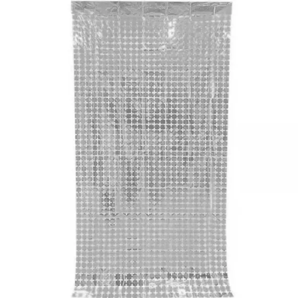 Folyo Payetli Duvar Perdesi Gümüş 1x2 Metre