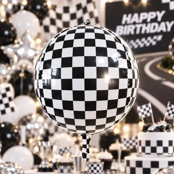 Formula Damalı Küre Folyo Balon (55 cm)