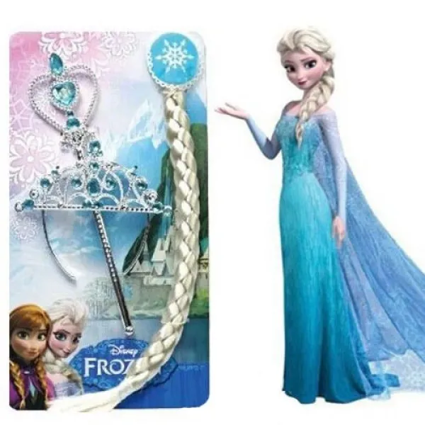 Frozen Elsa Taç, Asa, Örgü Saç Seti