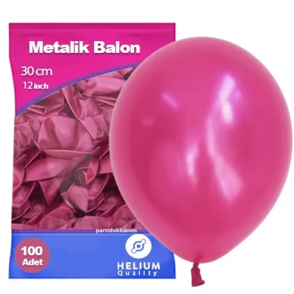Fuşya Balon Metalik 100 Adet