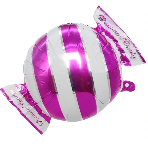 Fuşya Çizgili Şeker Folyo Balon (57x44 cm)