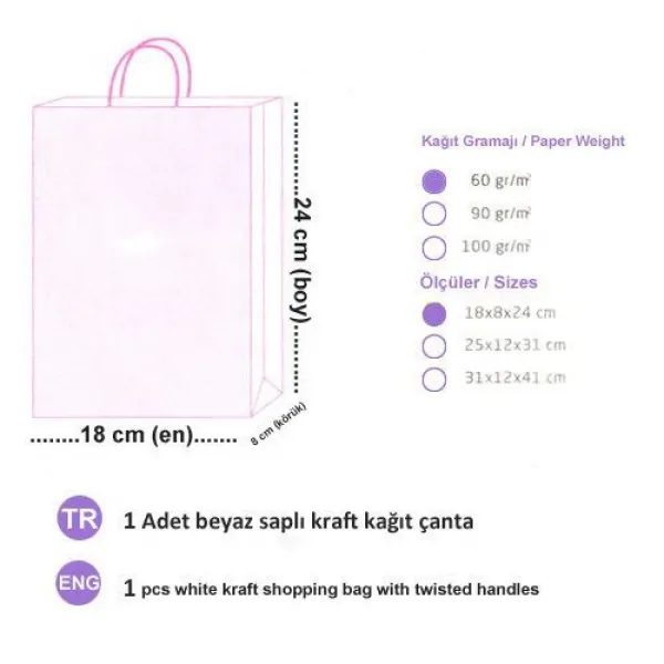 Fuşya Kağıt Çanta (18x24 cm)