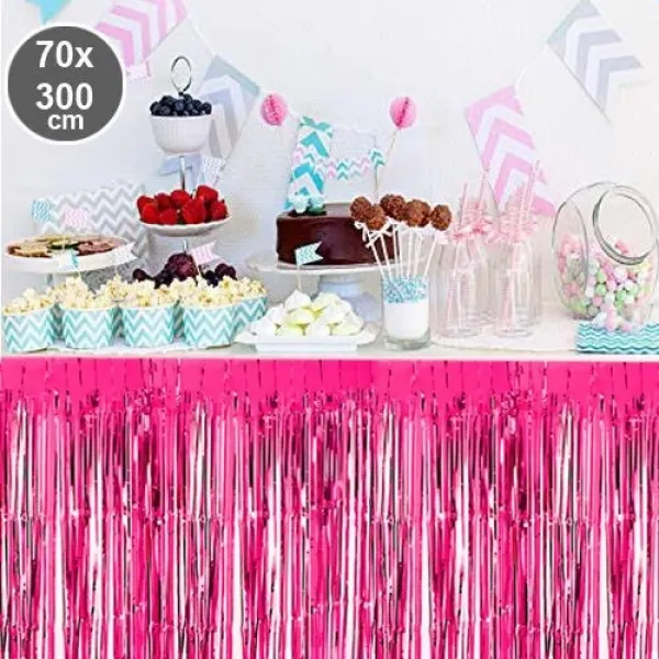 Fuşya Püsküllü Masa Eteği 70*300 cm