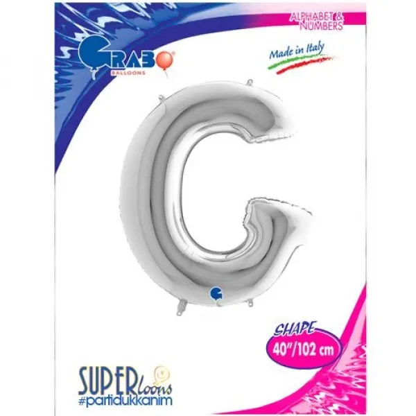 G Harf Folyo Balon – Gümüş – 100 cm (40 inch)