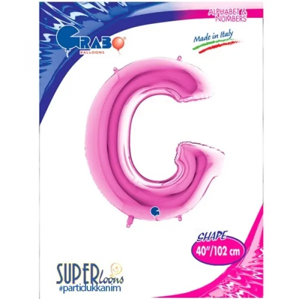 G Harf Folyo Balon – Pembe – 100 cm (40 inch)