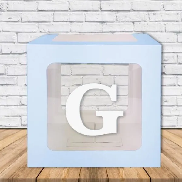 G - Harfi Şeffaf Balon Kutusu Mavi 16,5 cm