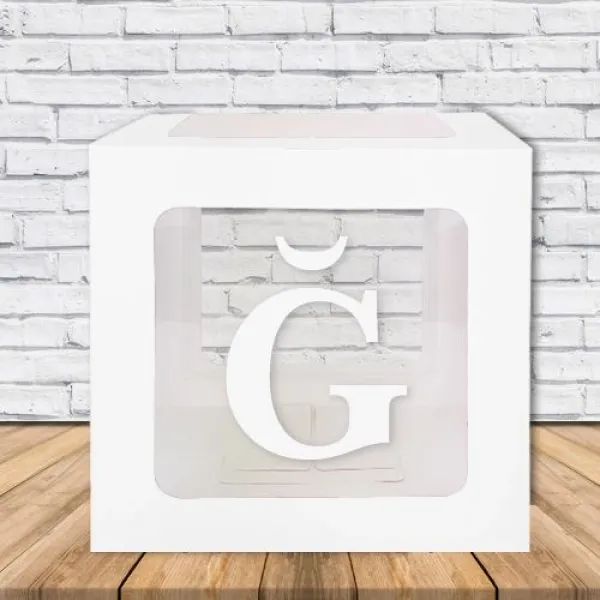 Ğ - Harfi Şeffaf Kutu Beyaz 25 cm