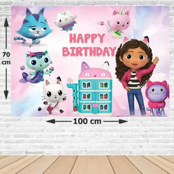 Gabbys Dollhouse Doğum Günü Afişi Fotosuz 70*100 cm