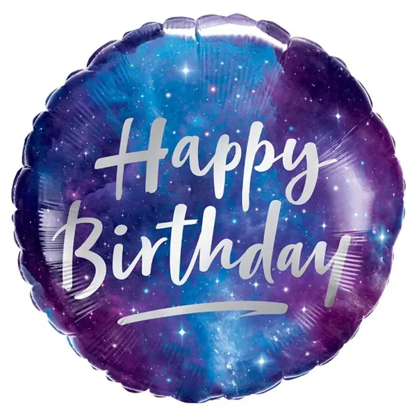 Galaksi Temalı Happy Birthday Yazılı Folyo Balon (45 cm)