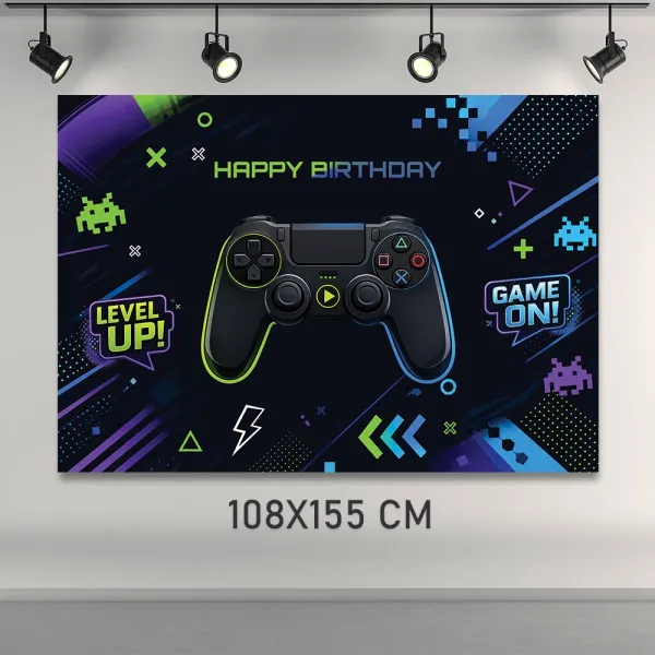 Gaming Temalı Doğum Günü Afişi (108x155 cm)
