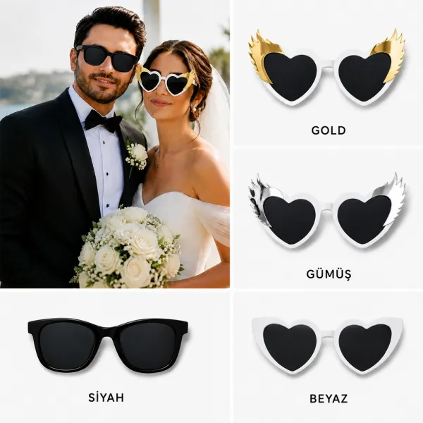 Gelin-Damat Kalpli Gözlük (2 Adet)