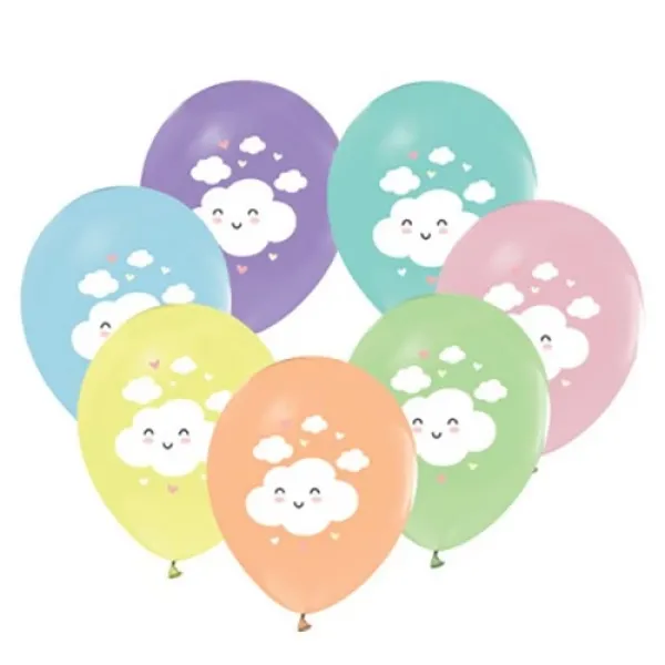 Gökkuşağı Bulut Baskılı Balon 8 adet
