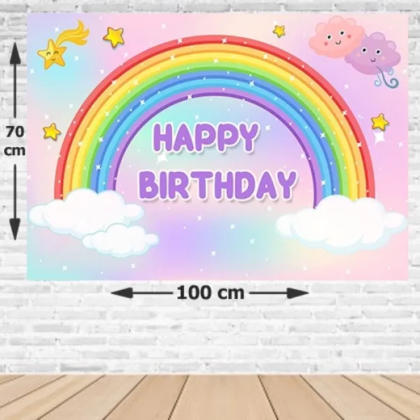 Gökkuşağı Doğum Günü Afişi Fotosuz 70*100 cm