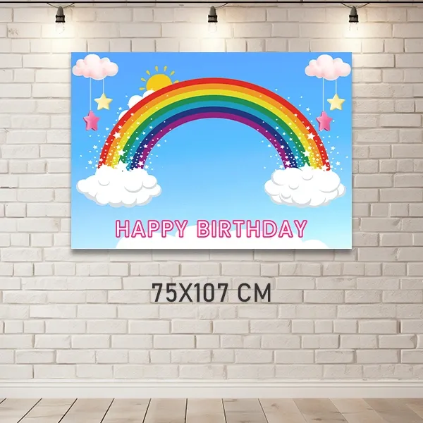 Gökkuşağı Doğum Günü Parti Afiş (75x107 cm)