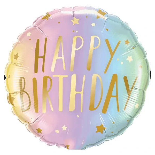 Gökkuşağı Renkli Happy Birthday Folyo Balon 45 cm