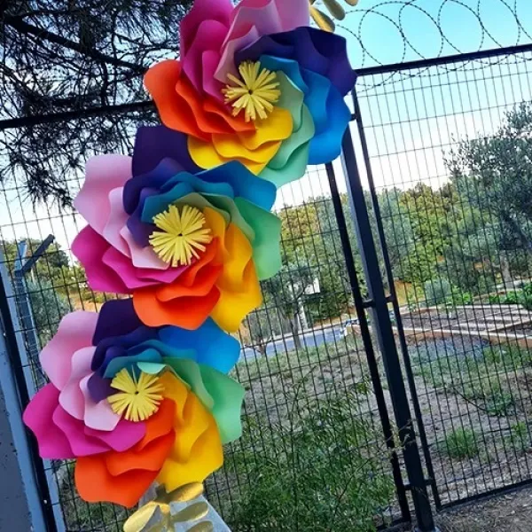 Gökkuşağı Rüzgar Gülü Kağıt Çiçek Seti