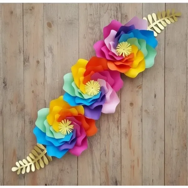 Gökkuşağı Rüzgar Gülü Kağıt Çiçek Seti