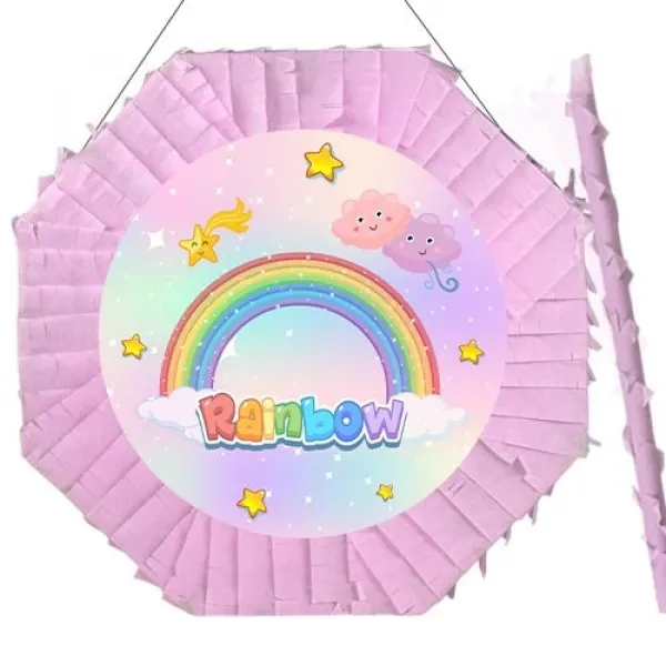 Gökkuşağı Temalı Pinyata 42 cm + Sopası