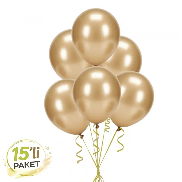 Gold Balon Metalik (15 Adet)