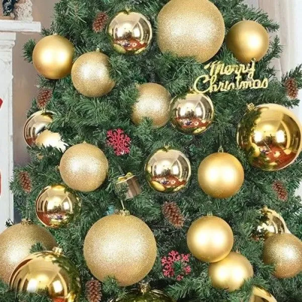 Gold Yılbaşı Topu Simli - Parlak - Mat 20 adet 10 cm