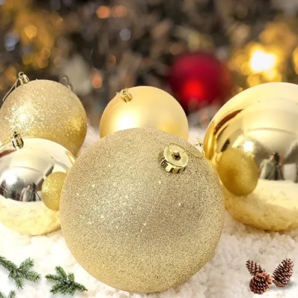 Gold Yılbaşı Topu Simli - Parlak - Mat 20 adet 10 cm