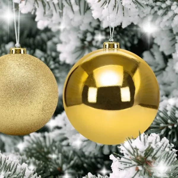 Gold Yılbaşı Topu Simli - Parlak - Mat 20 adet 10 cm
