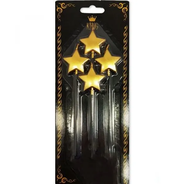 Gold Yıldızlı Pasta Mumu ( 4 Adet )