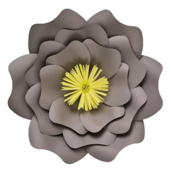 Gri Kağıt Çiçek (Gül Kalıp) 1 Adet 30 cm