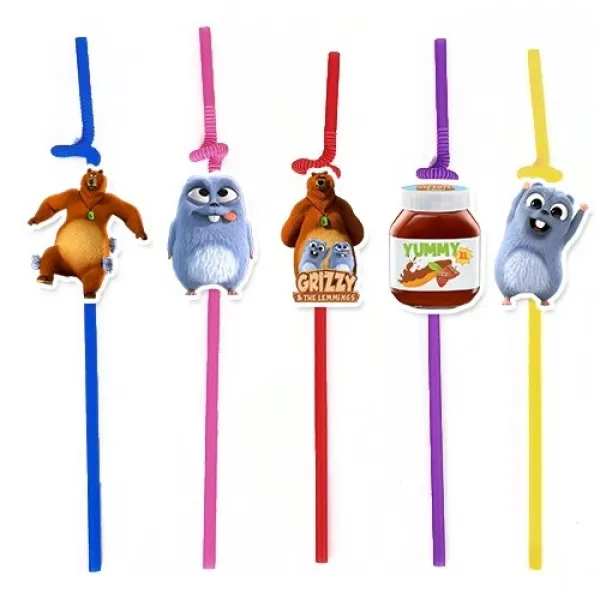 Grizzy ve Lemmingler Artistik Pipet (10 Adet)