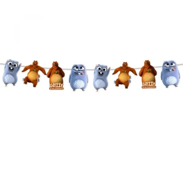 Grizzy ve Lemmingler Dekoratif Banner 155x18 cm